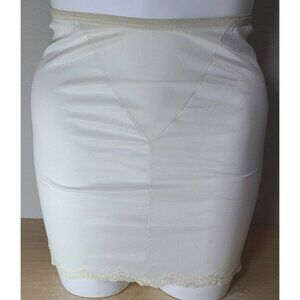 Vtg Classique Micro Mini Half Slip Skirt Back Slit with Lace Sz S Short‎ Short